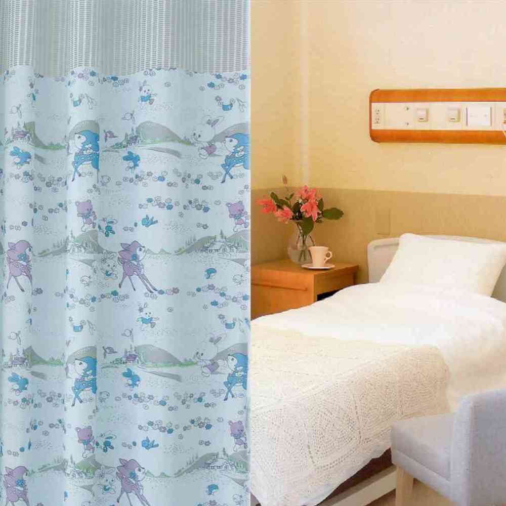 醫院隔簾防焰抗菌布料特寫展示